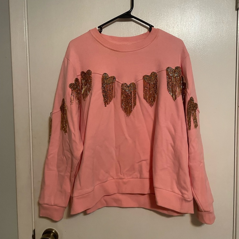Queen of Sparkles Fringe heart sweatshirt
